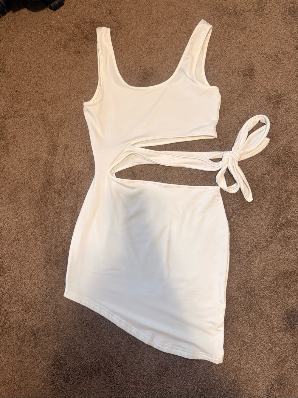 White Cutout Tie-Side Bodycon Dress